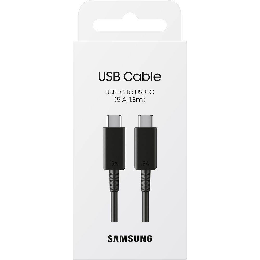 Samsung USB-C to USB-C cable packaging (5A, 1.8m).