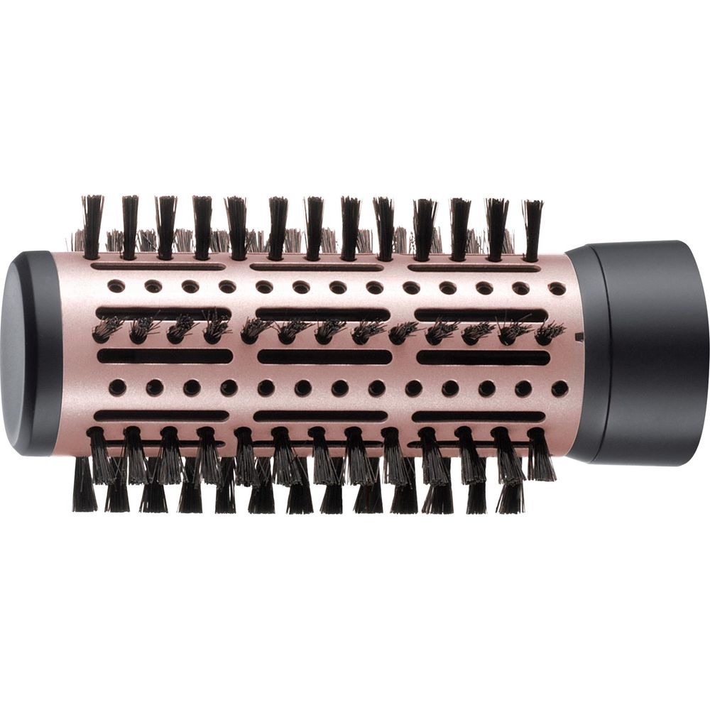 Szczotka do włosów w kolorze różowego złota z czarnym włosiem i otworami.