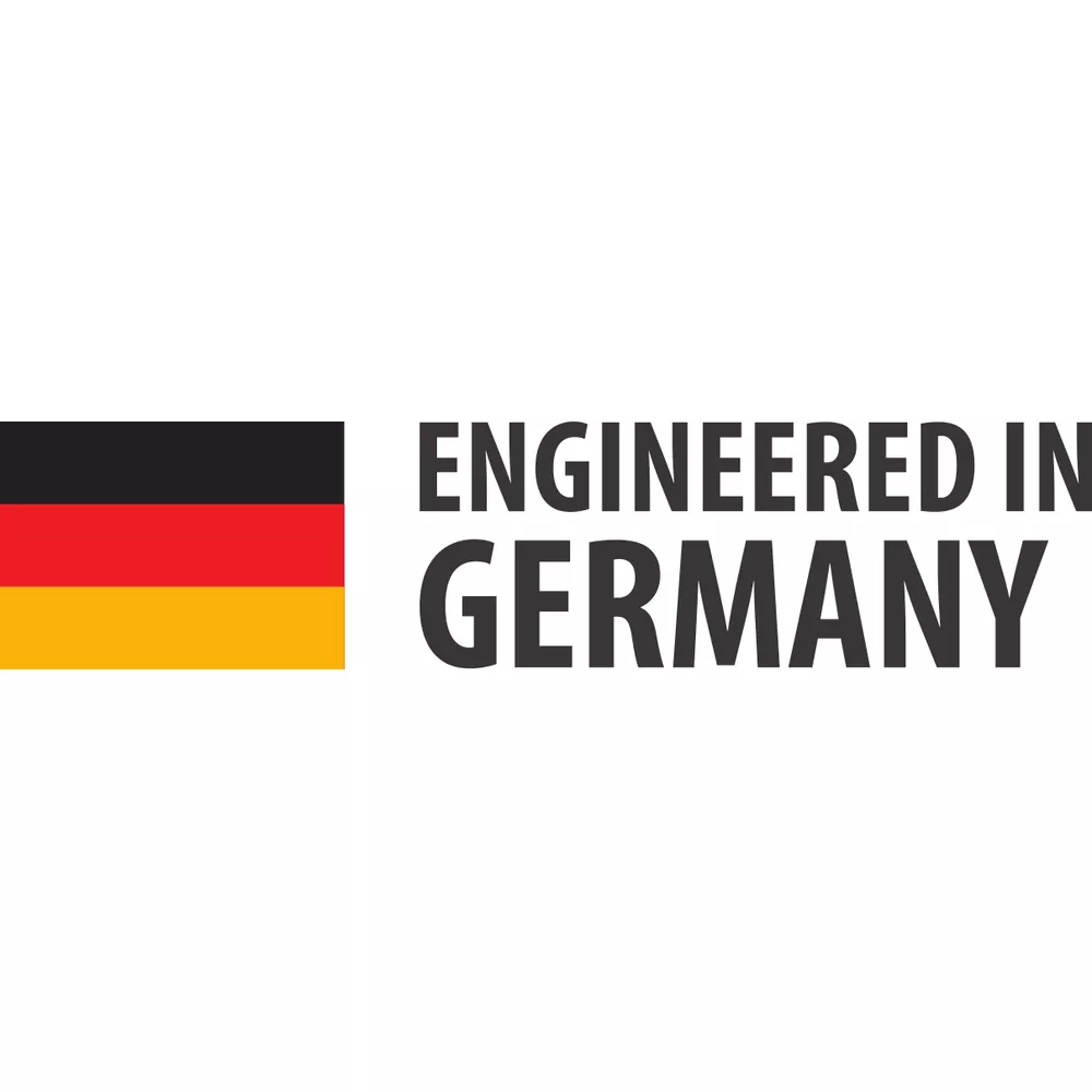 Deutsche Flagge und Text 'ENGINEERED IN GERMANY'