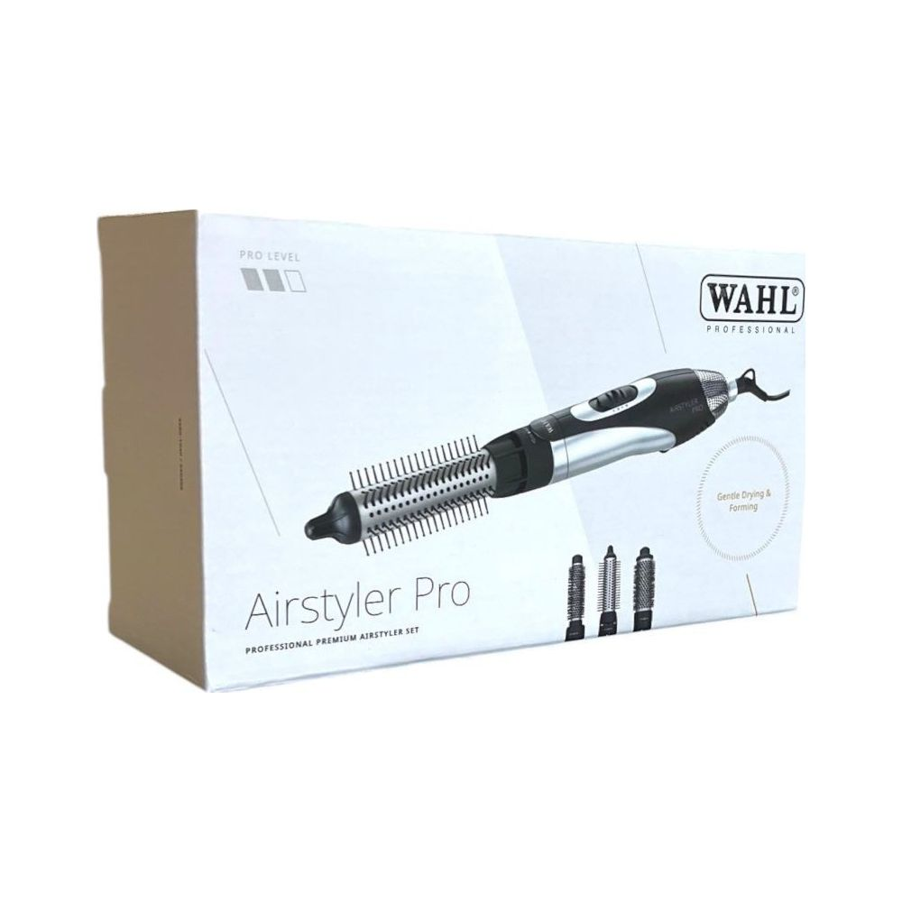 Wahl Airstyler Pro Verpackung mit Glätteisen und Aufsätzen.