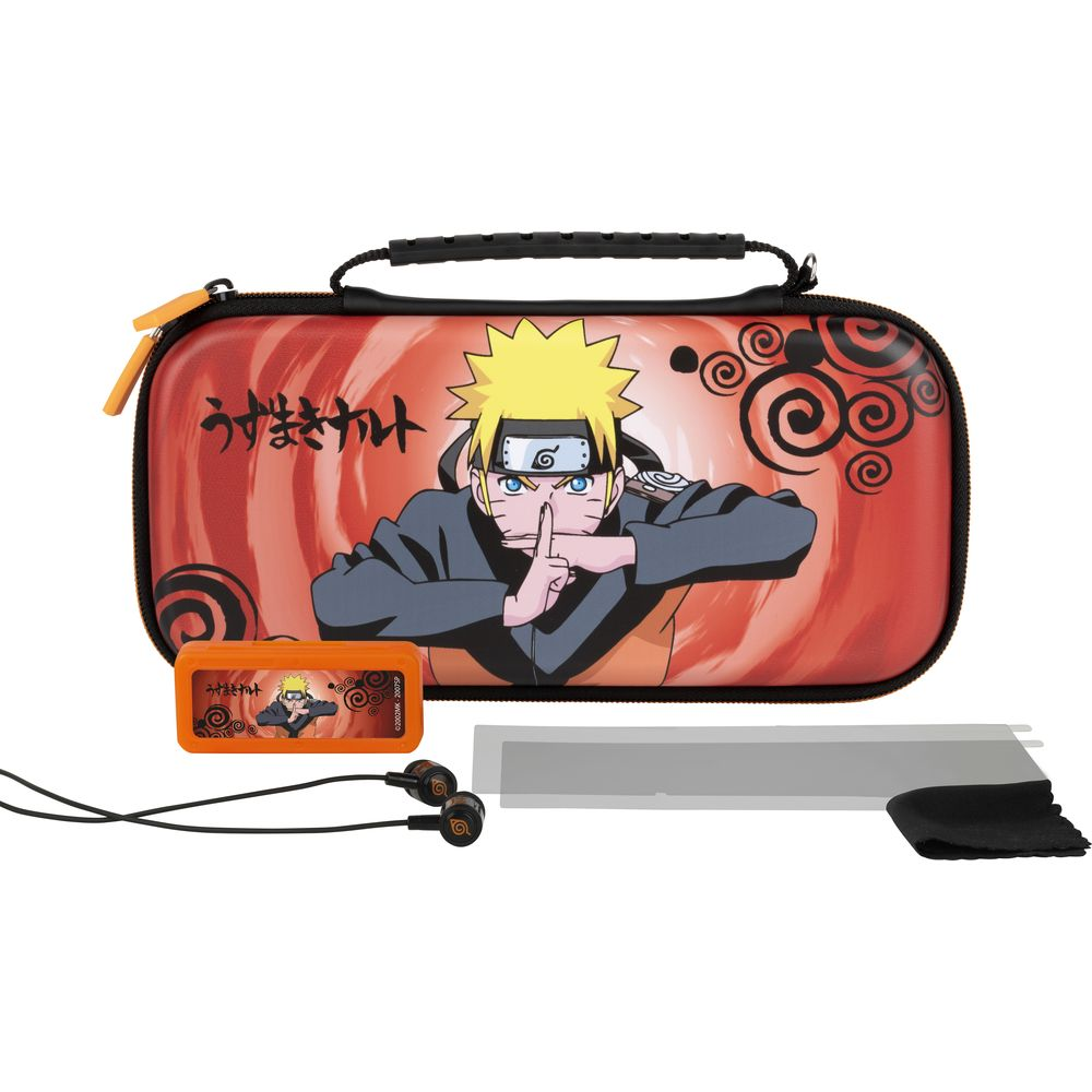 Etui Naruto ze słuchawkami i osłoną ekranu.