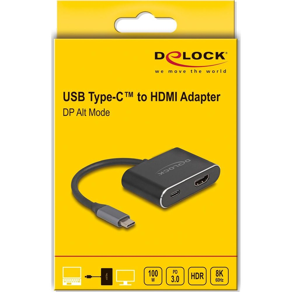 DeLOCK USB-C auf HDMI Adapter mit DP Alt Mode, 8K fähig.