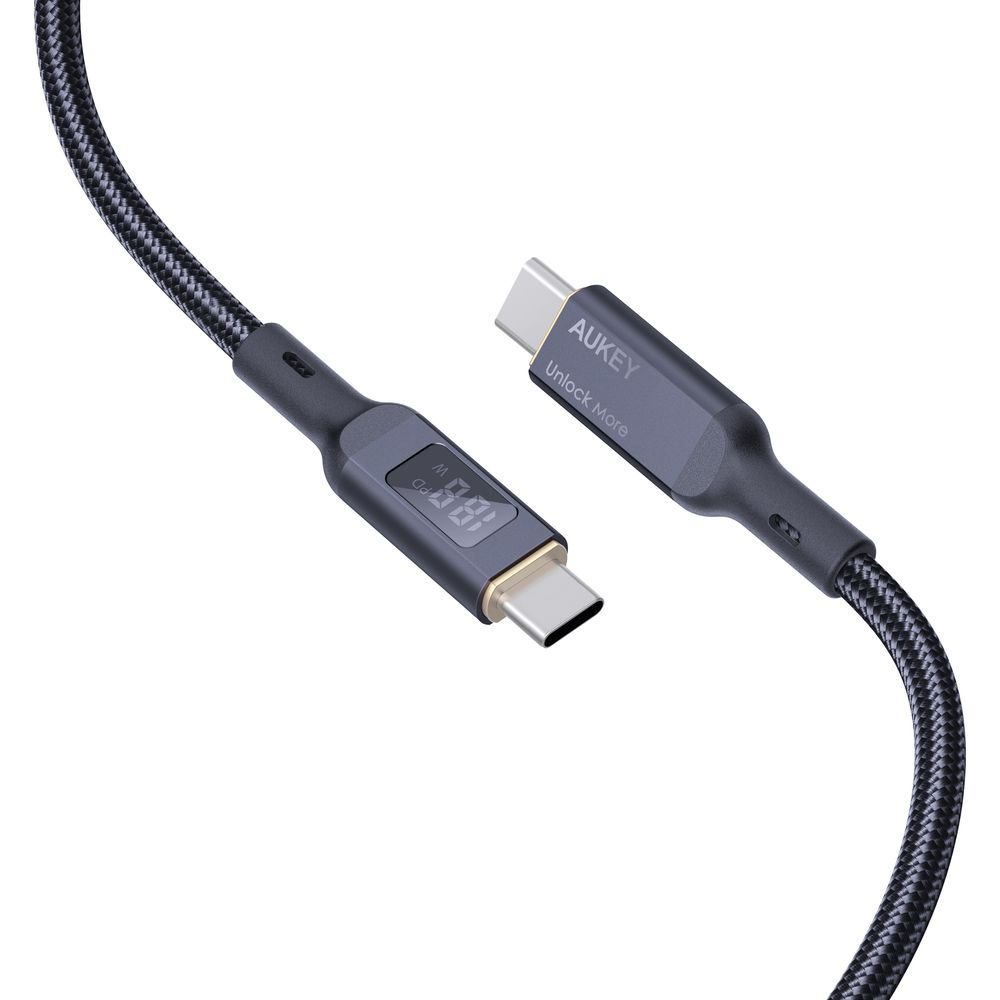18,8W gösteren dijital ekranlı siyah USB-C kablosu.