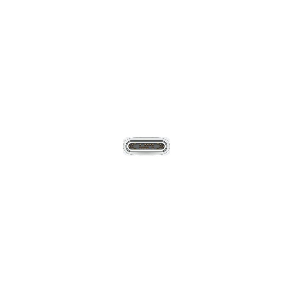 Zbliżenie białego złącza USB-C ze złotymi stykami.