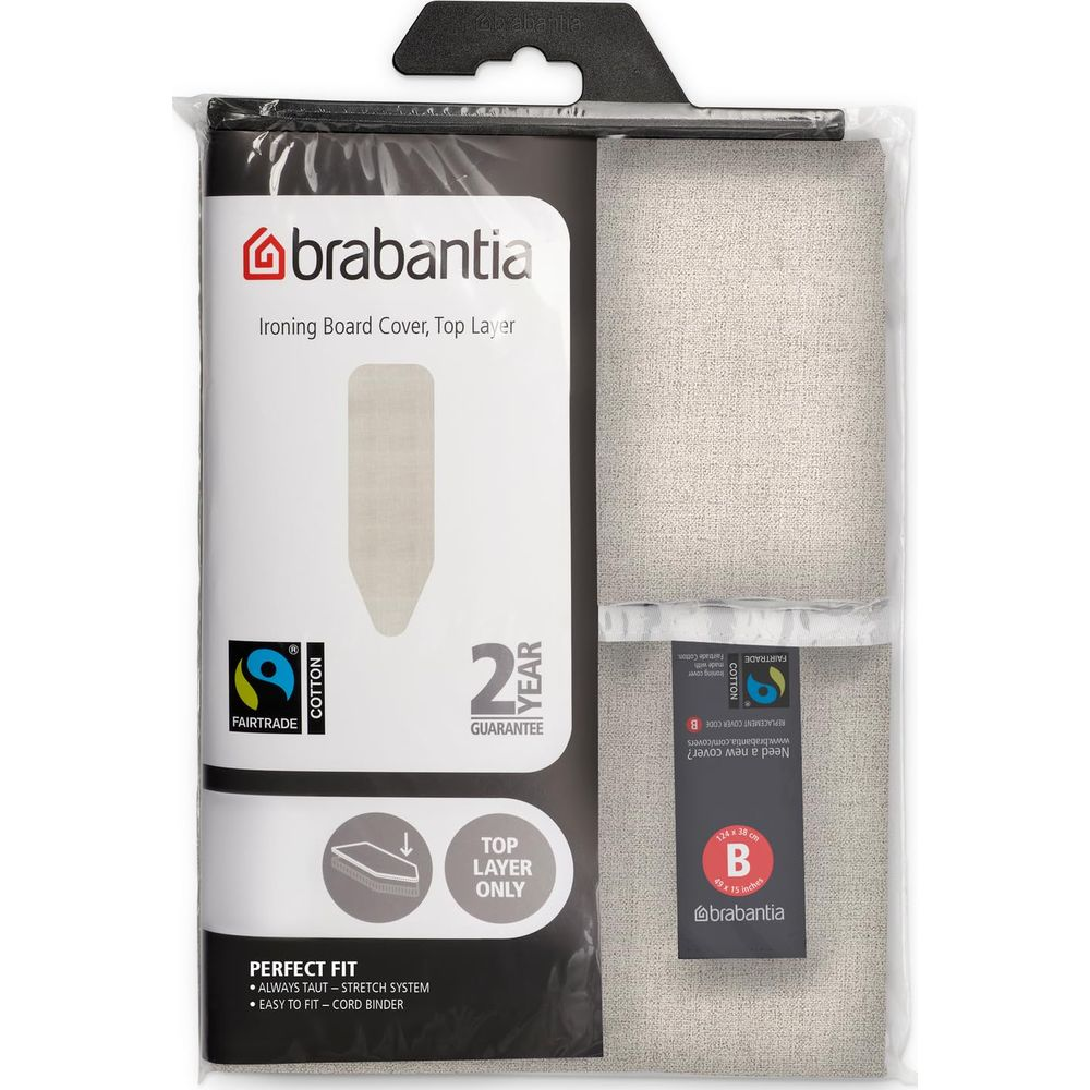 Housse de table à repasser Brabantia, couche supérieure, coton, Fairtrade, garantie 2 ans.
