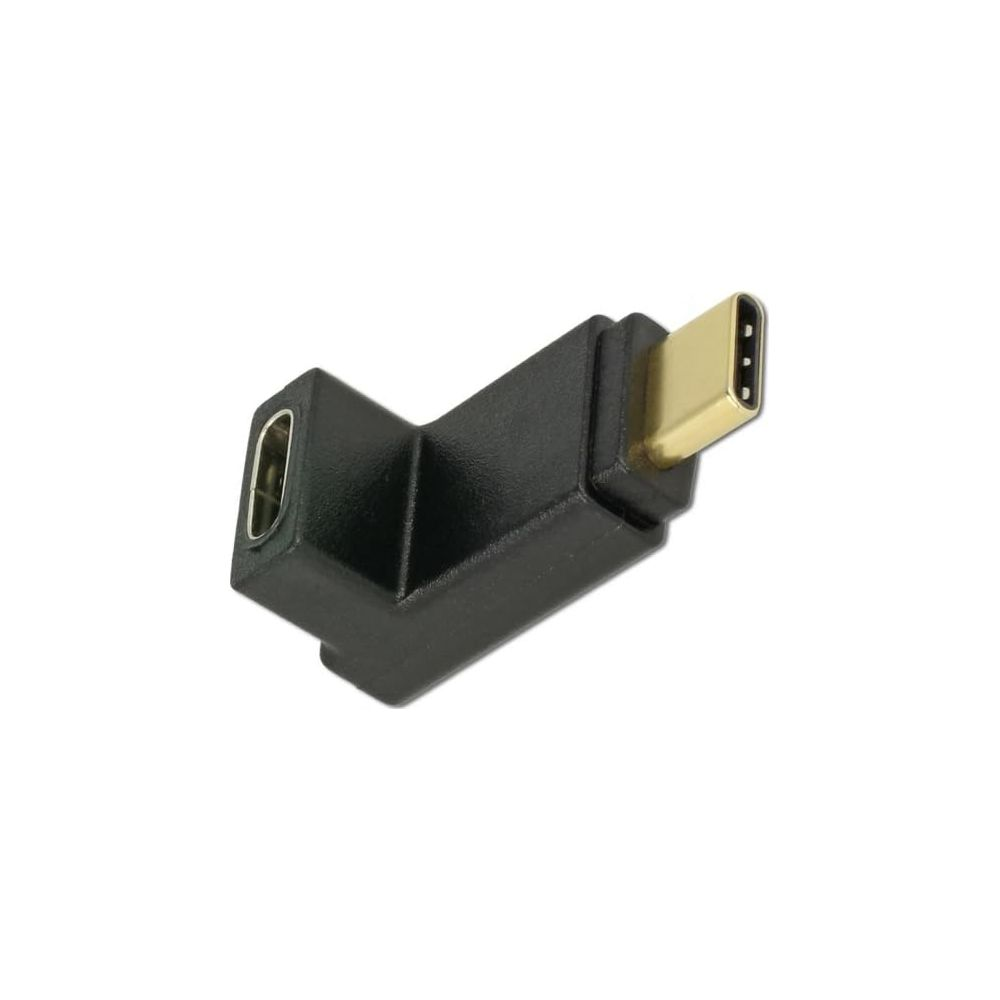 Czarny adapter USB-C 90 stopni ze złotą wtyczką.