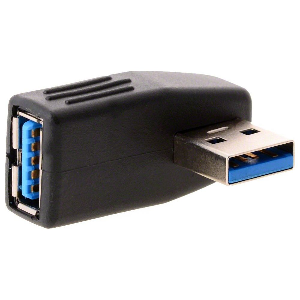 Czarny adapter USB 3.0 z niebieskim gniazdem i srebrną wtyczką.