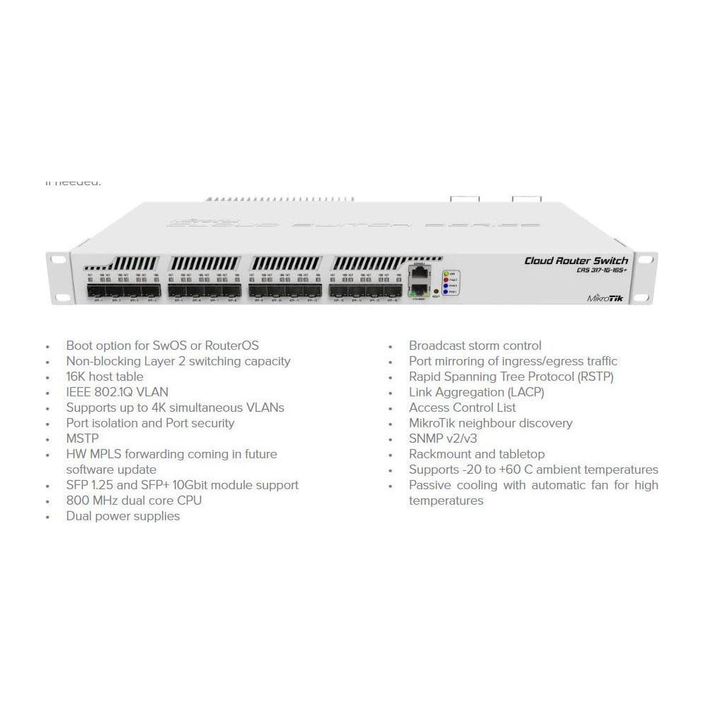 Biały MikroTik Cloud Router Switch z wieloma portami i funkcjami.