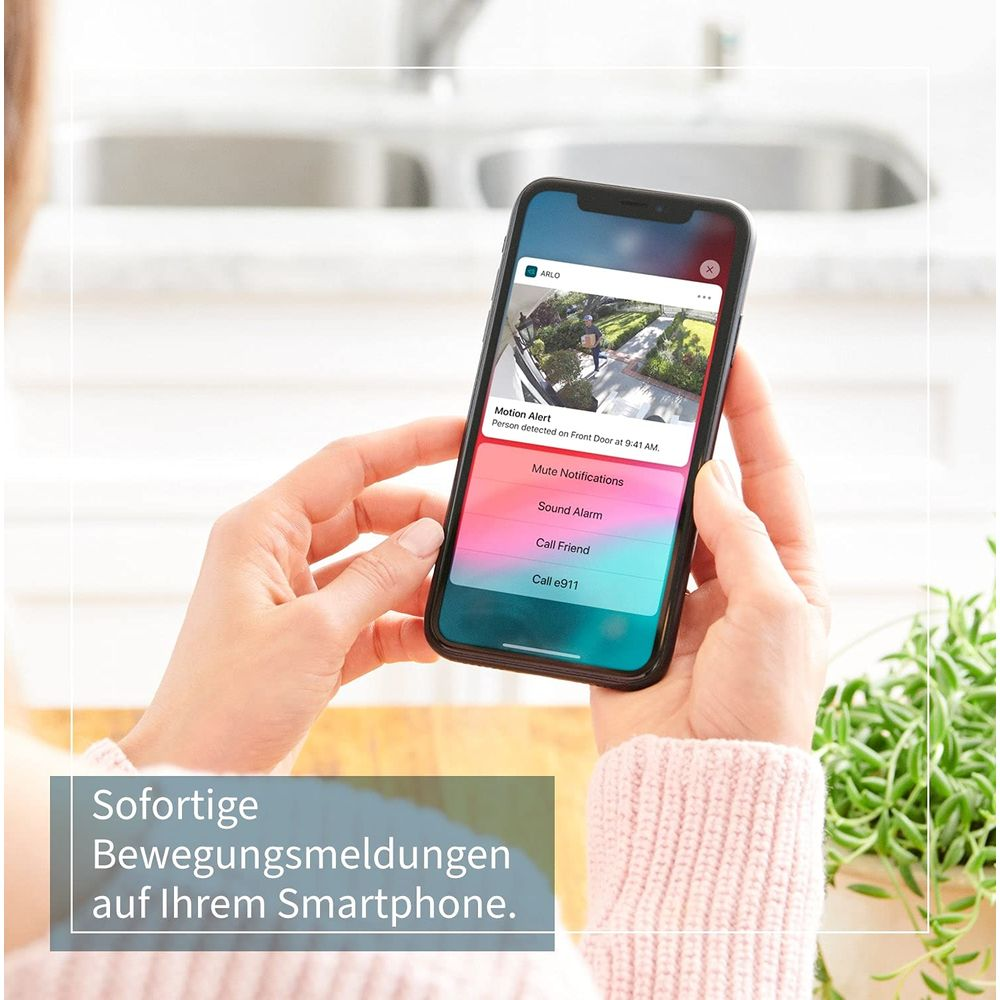 Person erfasst: Arlo-App auf dem Smartphone zeigt Benachrichtigung.