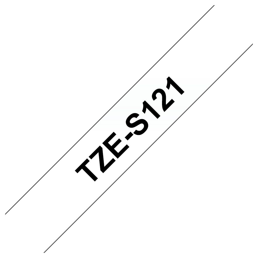 Ein weißes Band mit schwarzem Text 'TZE-S121' diagonal darauf.