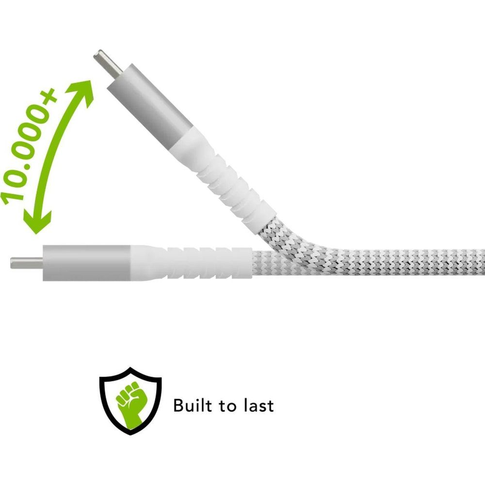 Szary kabel z białym oplotem i zielonym znakiem <gt/>10.000.