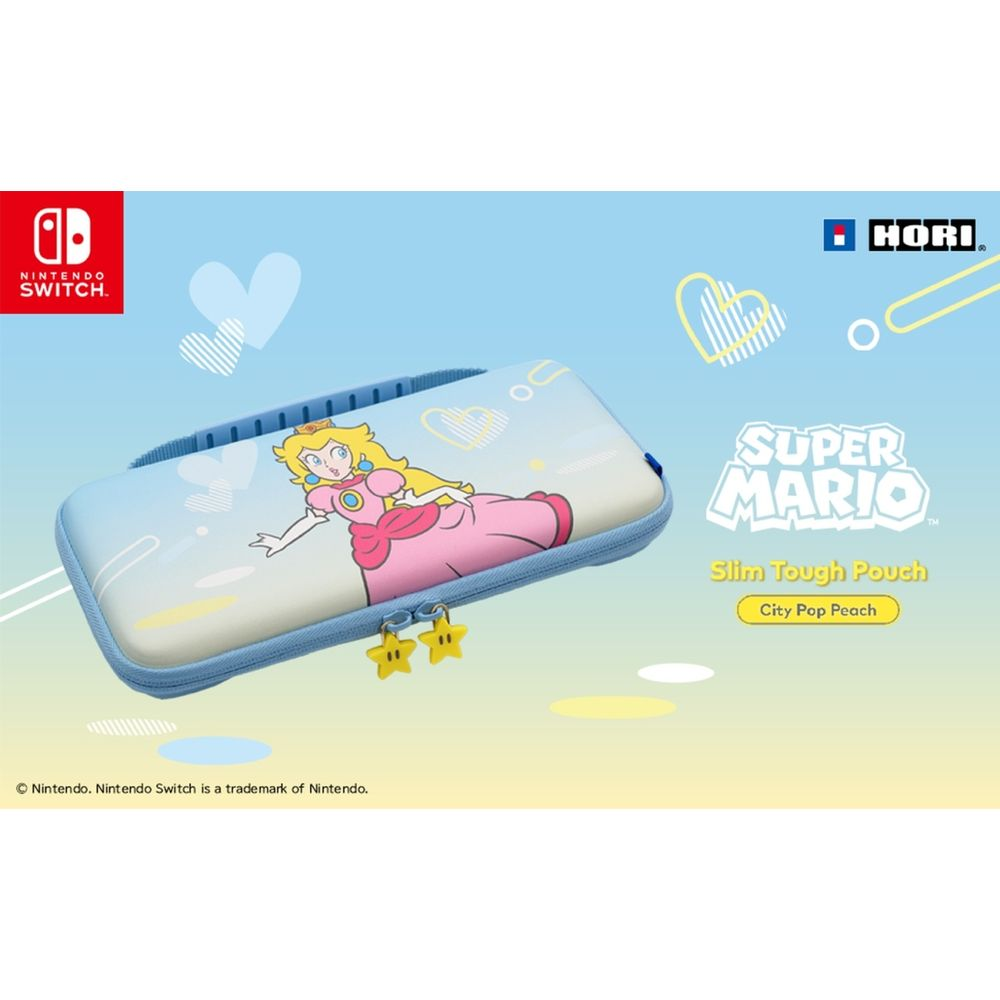 Nintendo Switch Tasche mit Prinzessin Peach Design. Mit Super Mario Logo.