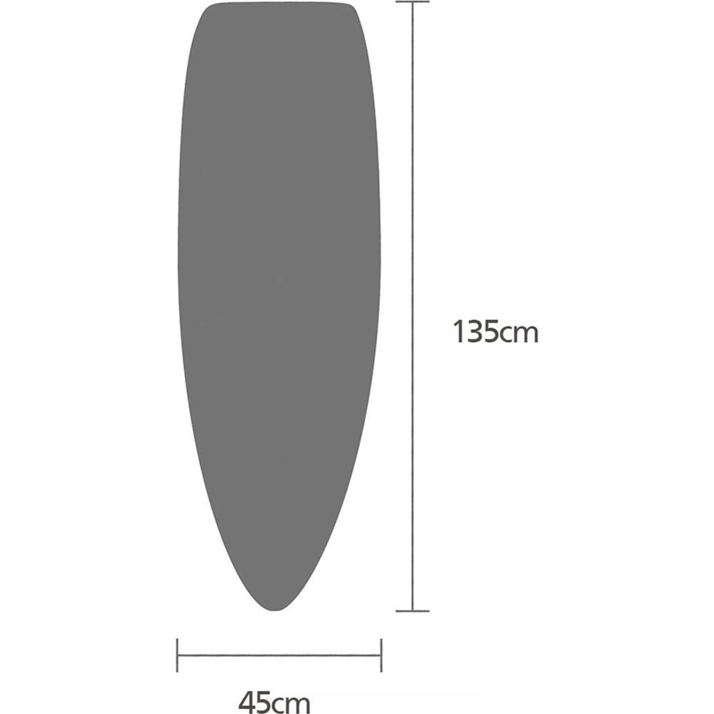 Copertura grigia per tavola da surf, lunga 135cm e larga 45cm.