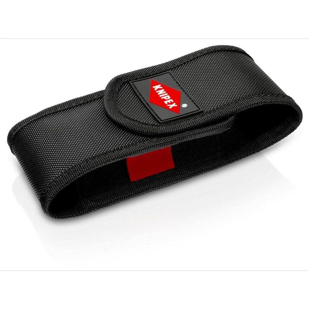 Schwarze Stofftasche mit rotem KNIPEX-Logo. Innen rot.