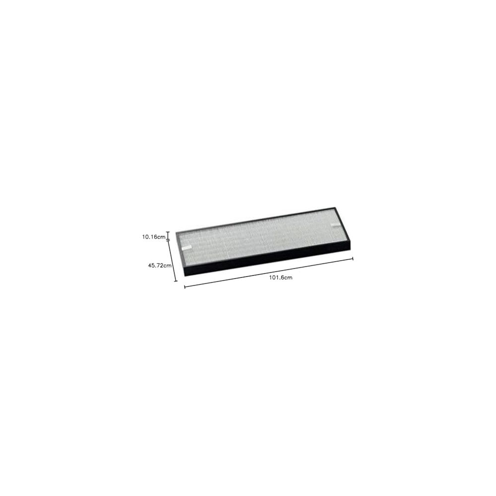 Schwarzer rechteckiger Luftfilter mit Maßen 101,6cm x 45,72cm x 10,16cm.