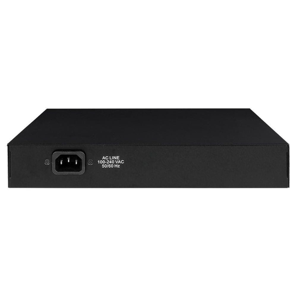 Czarne urządzenie z wejściem zasilania AC i etykietą AC LINE 100-240 VAC 50/60 Hz.