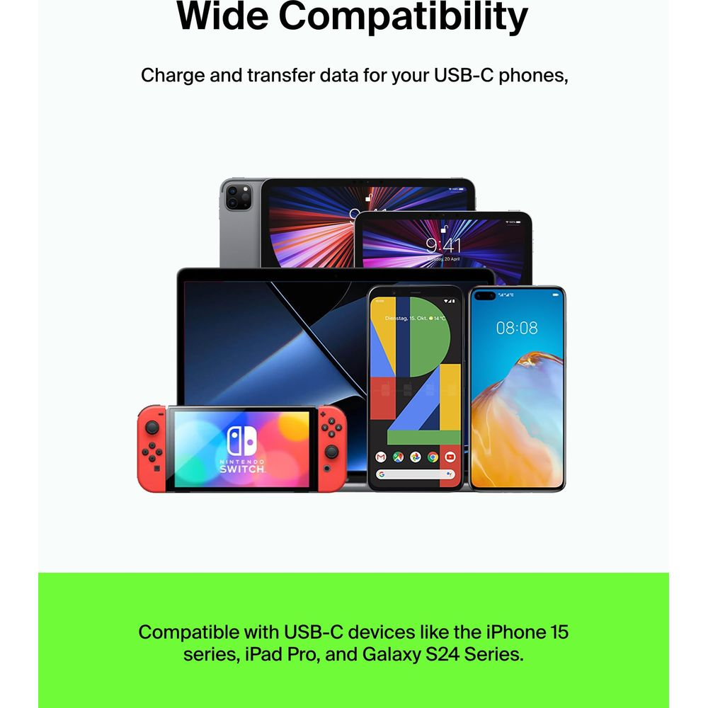 Molti dispositivi USB-C come Nintendo Switch, iPhone e telefono Android.