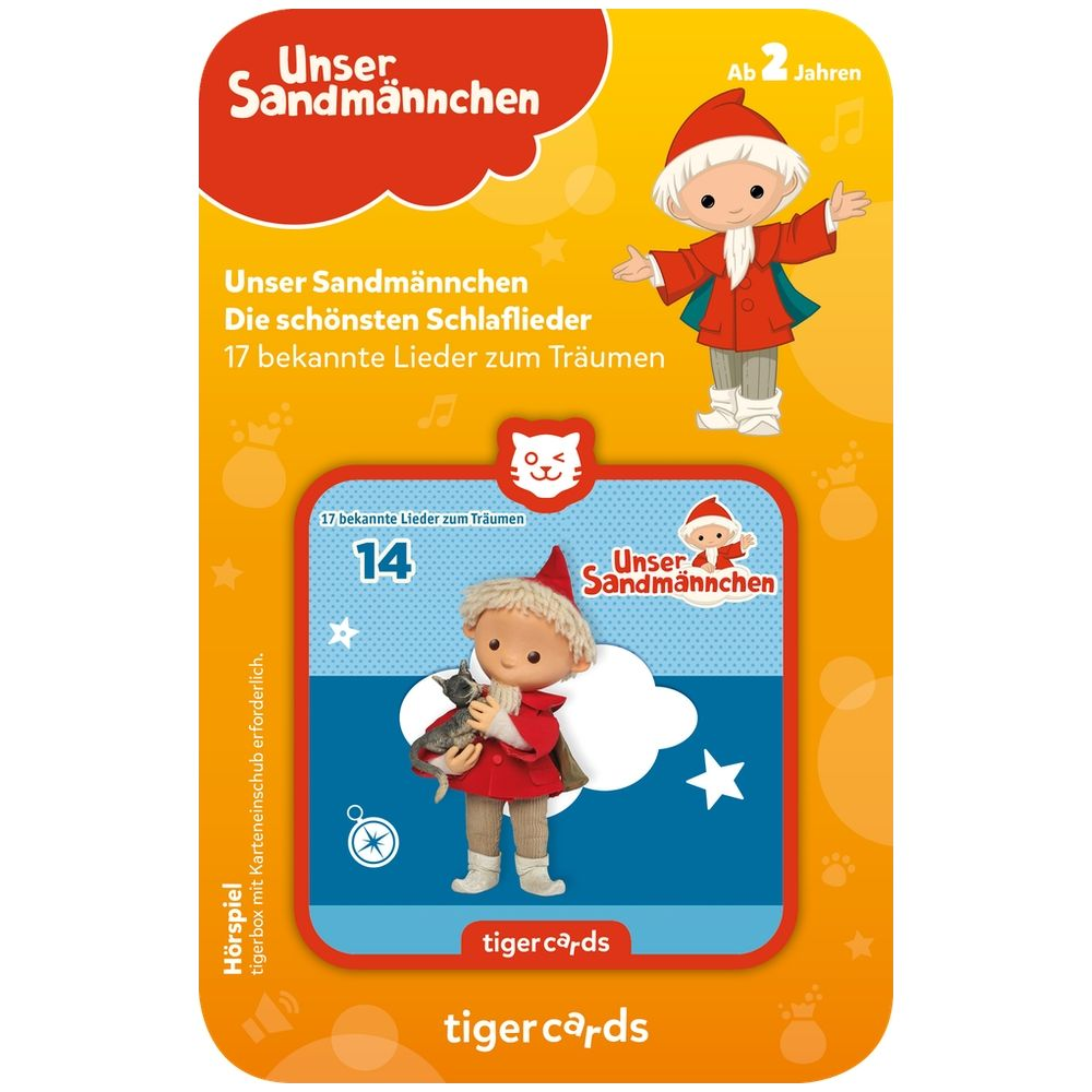 Unser Sandmännchen: Hörspiel mit 17 Schlafliedern auf einer Karte.