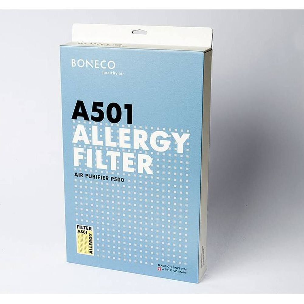 Blauer Karton für BONECO A501 Allergy Filter, Luftreiniger P500.