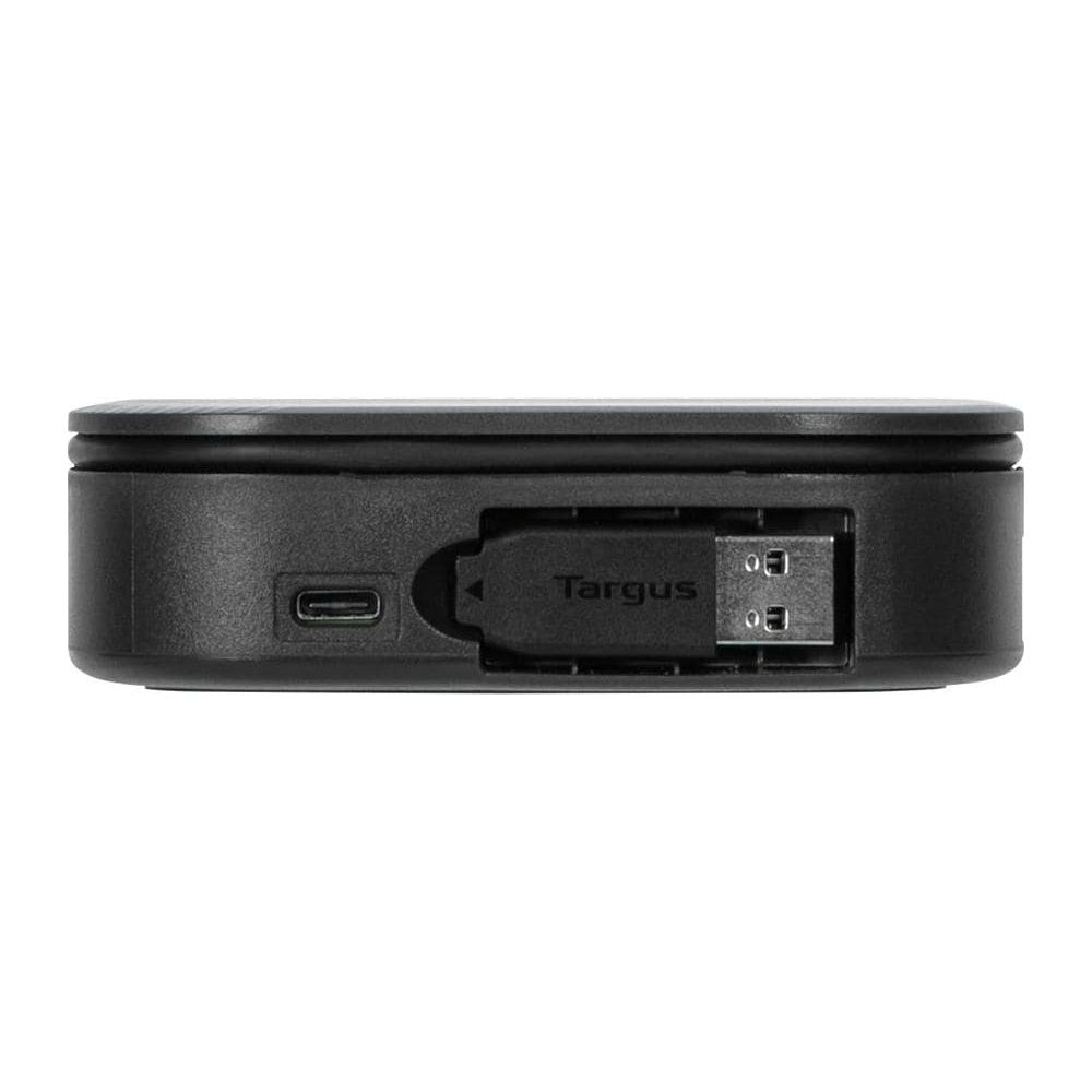 Dispositivo Targus nero con porte USB-C e USB-A.