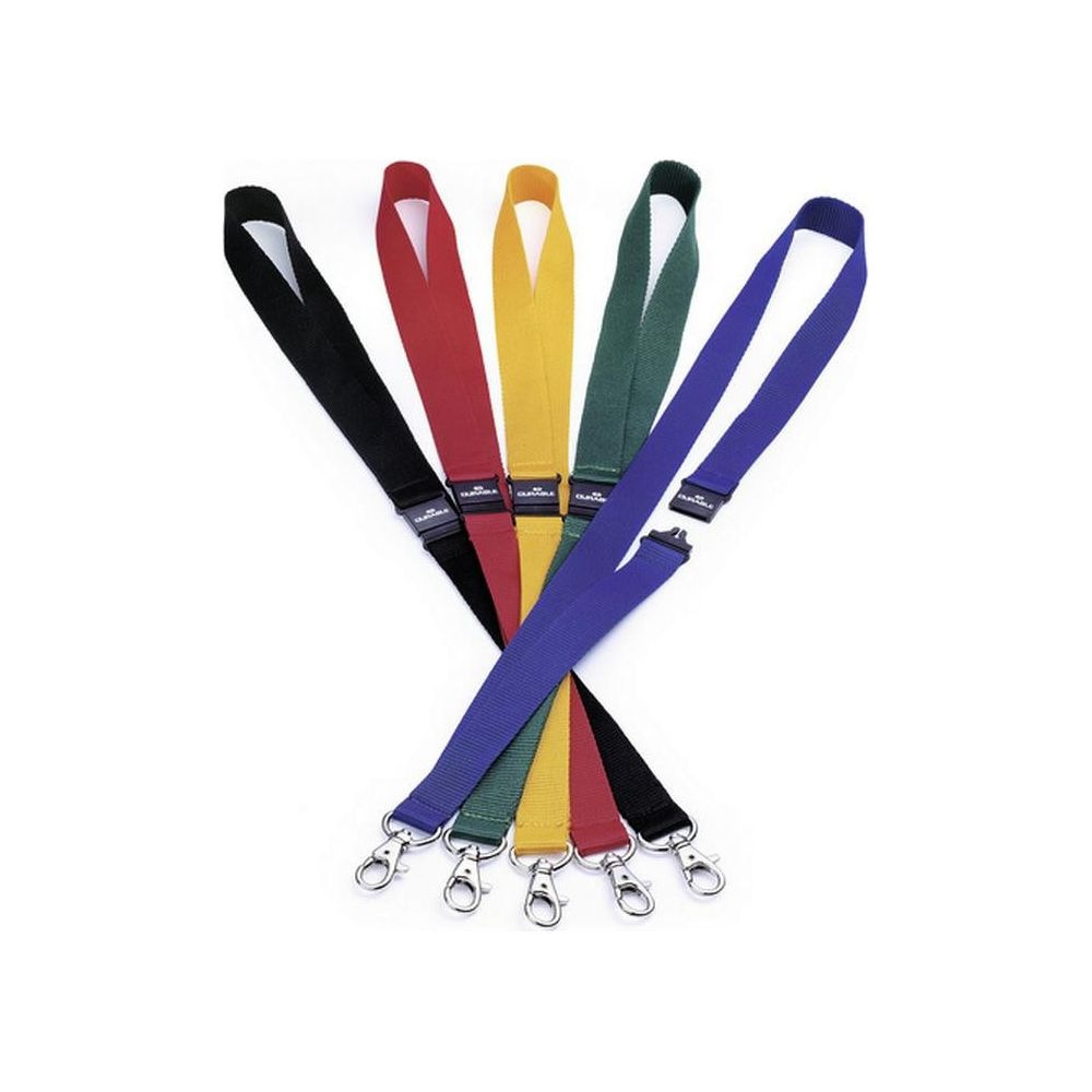 Pięć smyczy w kolorach czarnym, czerwonym, żółtym, zielonym i niebieskim.