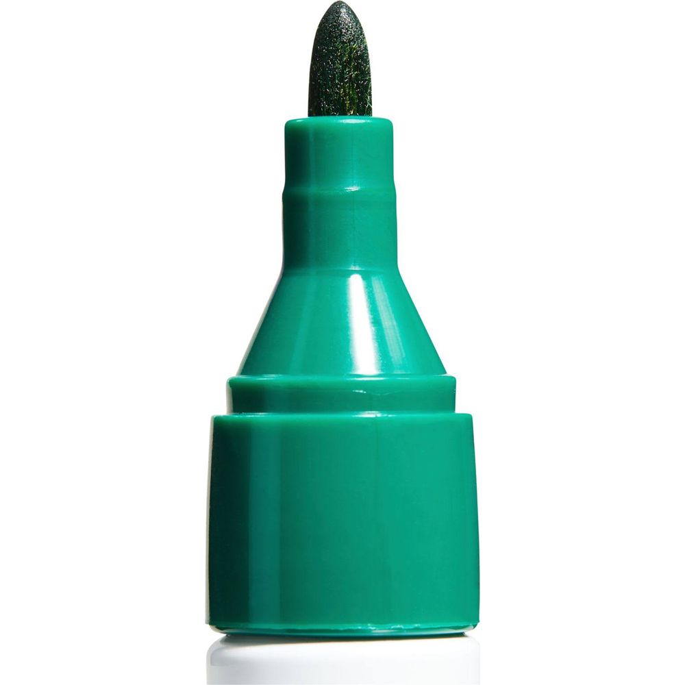 Ein grüner Filzstift mit einer dunklen Spitze auf weißem Hintergrund.