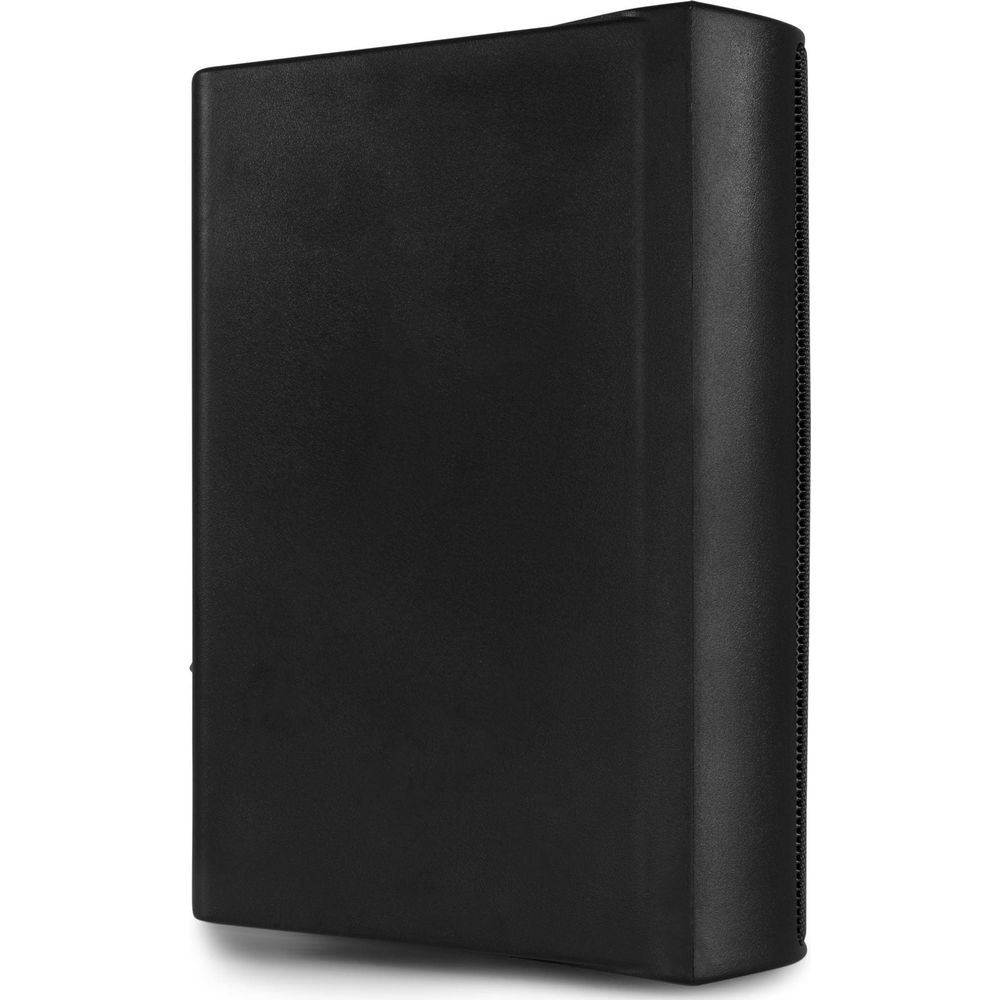 Altavoz rectangular negro visto de lado con patrón de rejilla.
