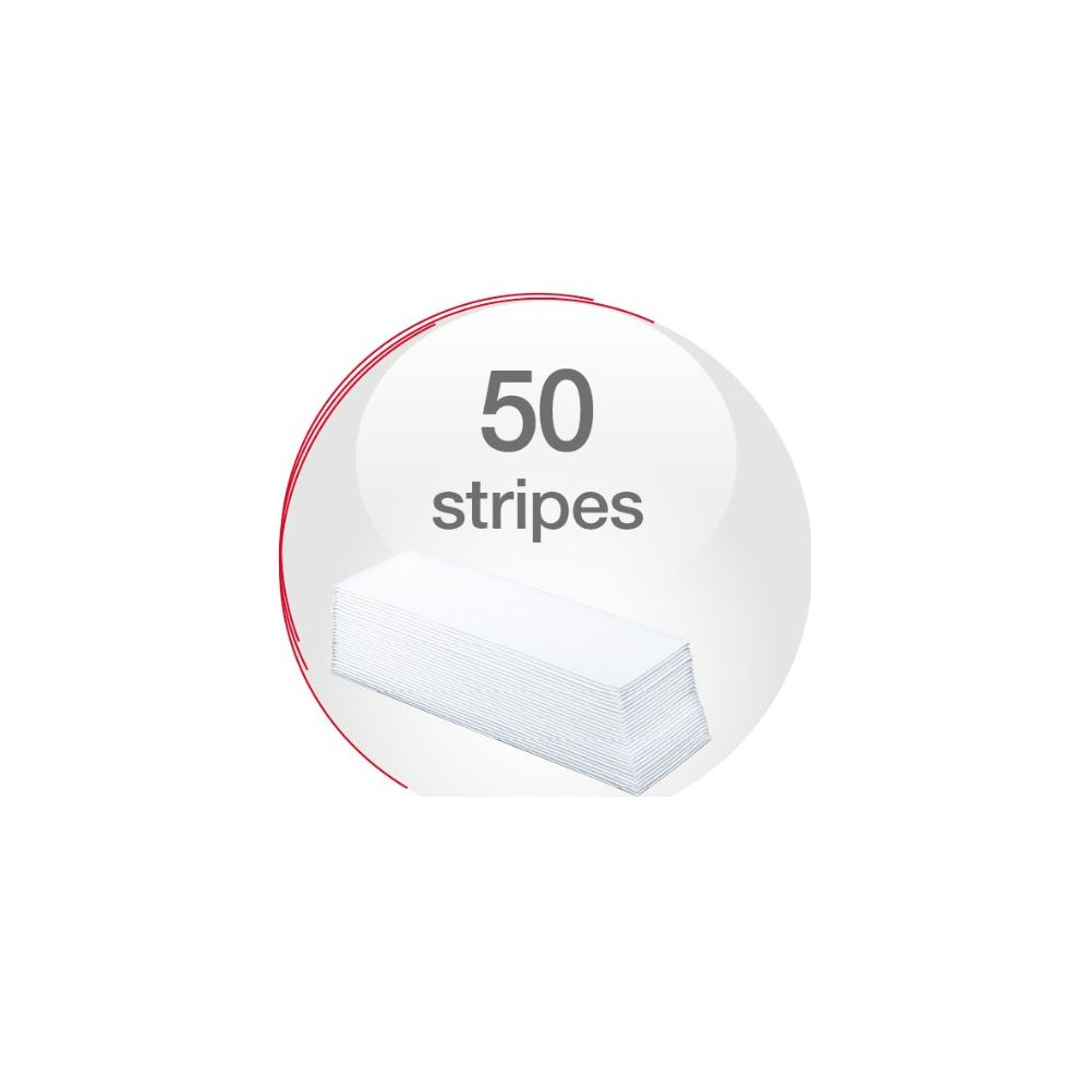Una pila di 50 strisce bianche.