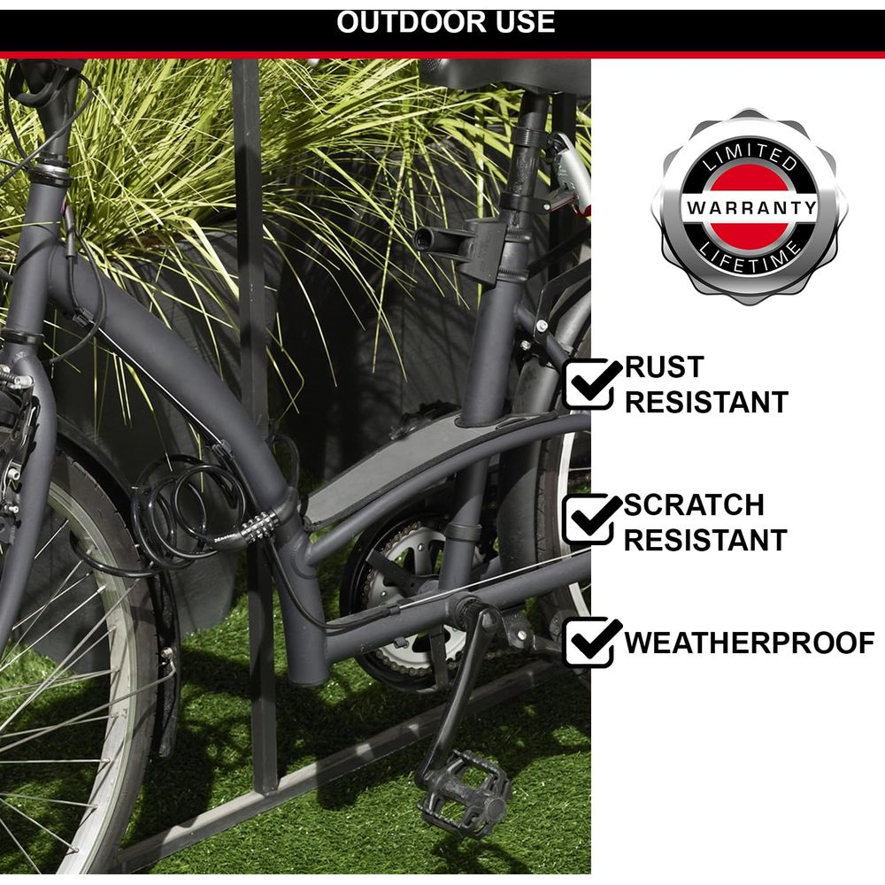Ein schwarzes Fahrrad, das für den Außeneinsatz geeignet ist, mit Features wie Rostschutz.