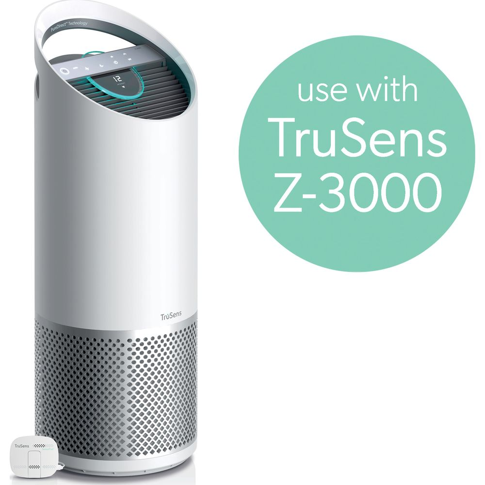 Biała oczyszczacz powietrza z srebrnymi akcentami i panelem sterowania na górze.