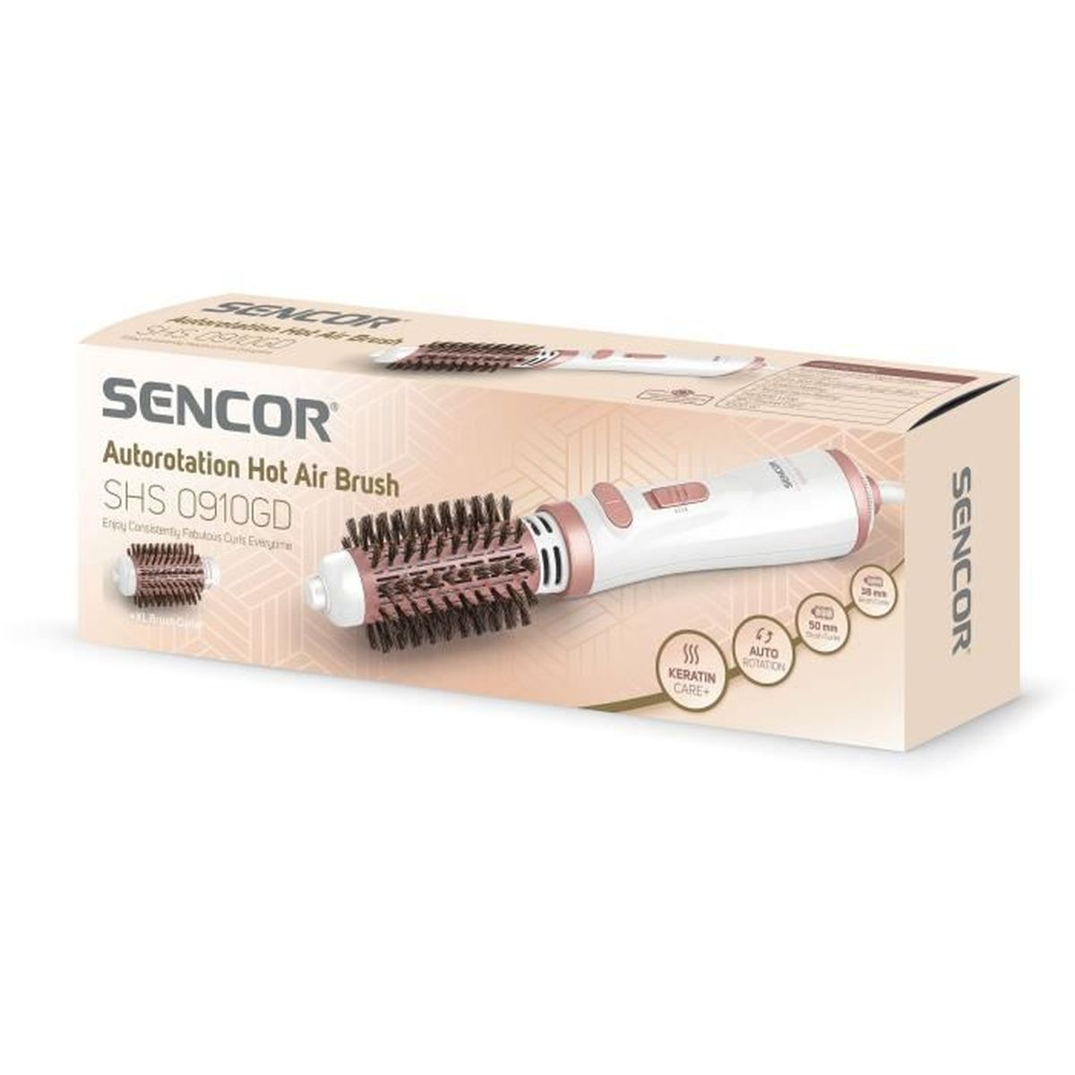 SENCOR Autorotation Heißluftbürste SHS 0910GD mit Keratinpflege und 50mm Bürste.