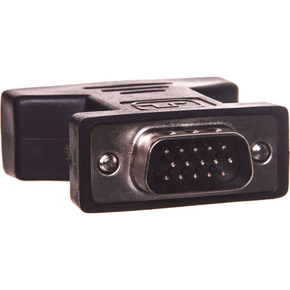 A black VGA adapter with one male and one female connector.