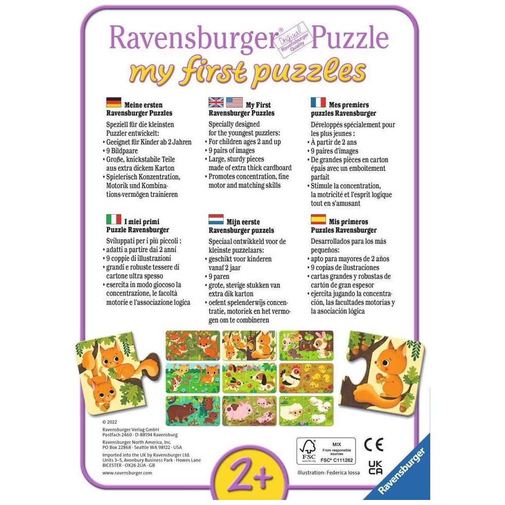Ravensburger Puzzel: "my first puzzles". Meertalige productbeschrijving.