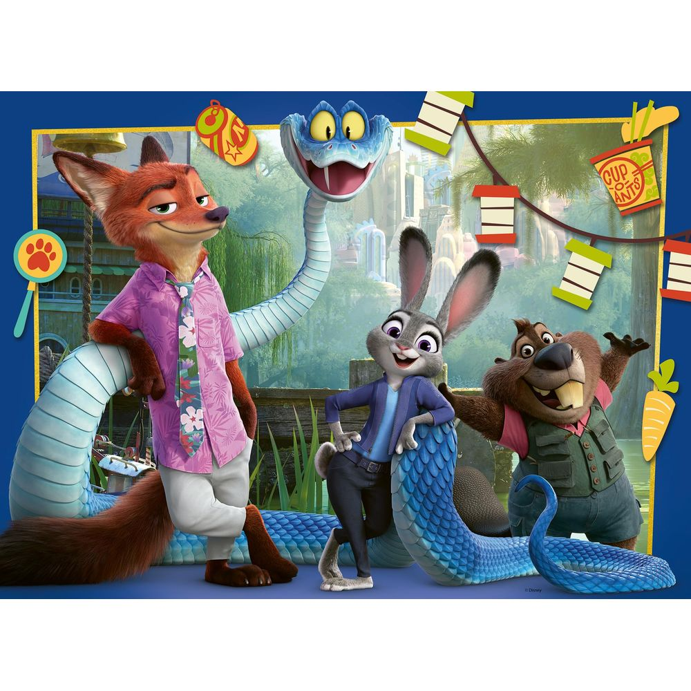 Ein Fuchs, ein Hase, eine Schlange und ein Biber stehen nebeneinander.