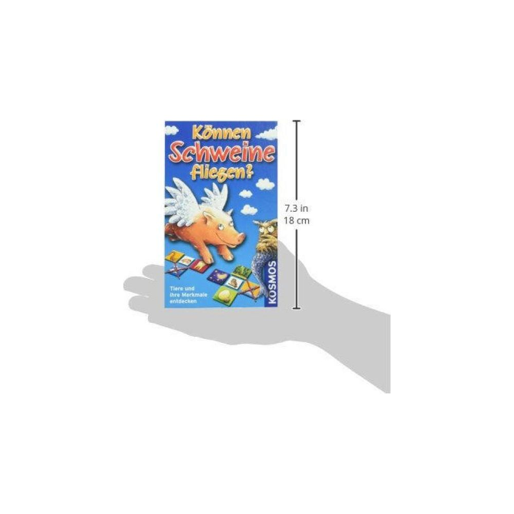 Ein Schwein mit Flügeln und eine Eule auf einem Spielkarton.