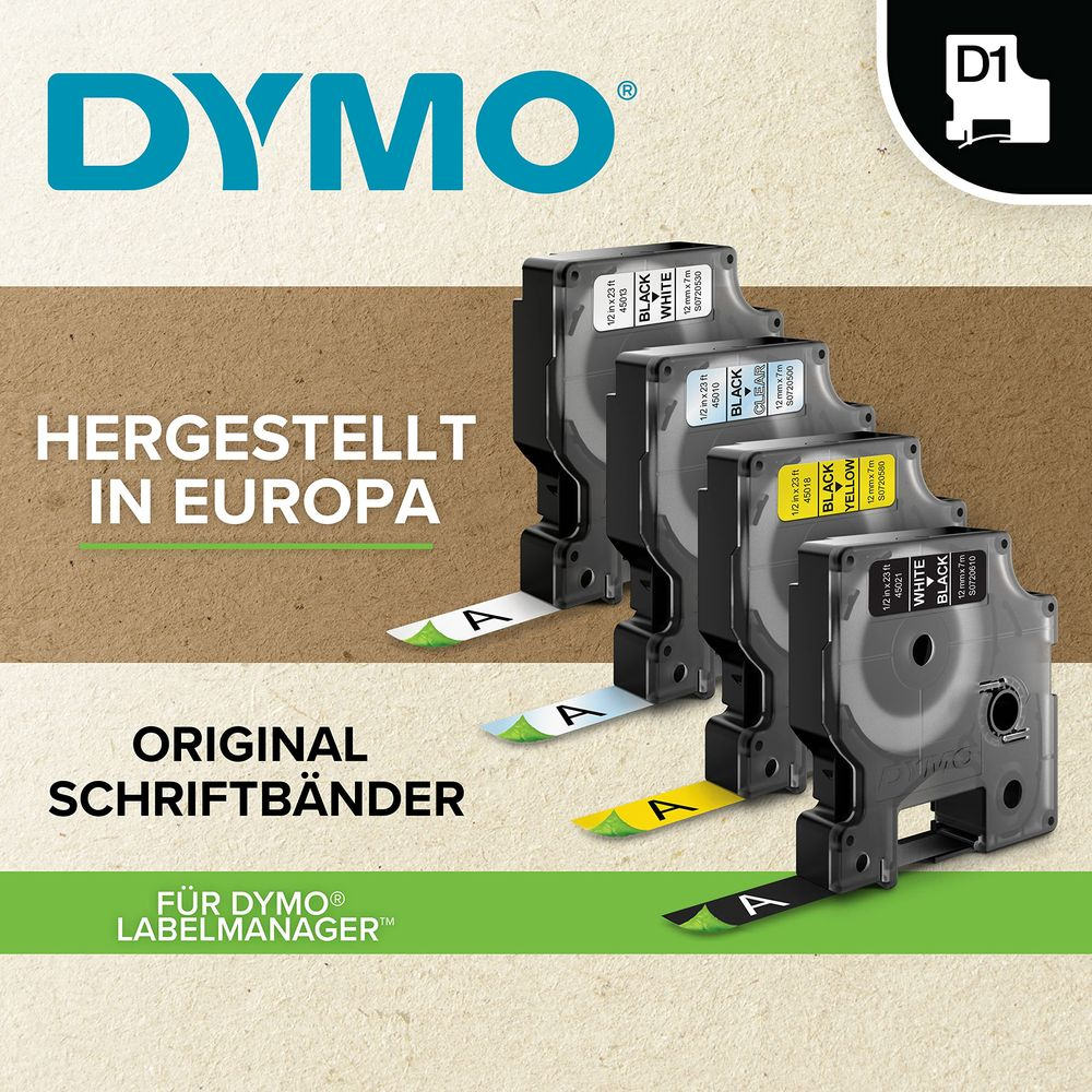 Nastri per etichette DYMO D1 in vari colori, made in Europe.