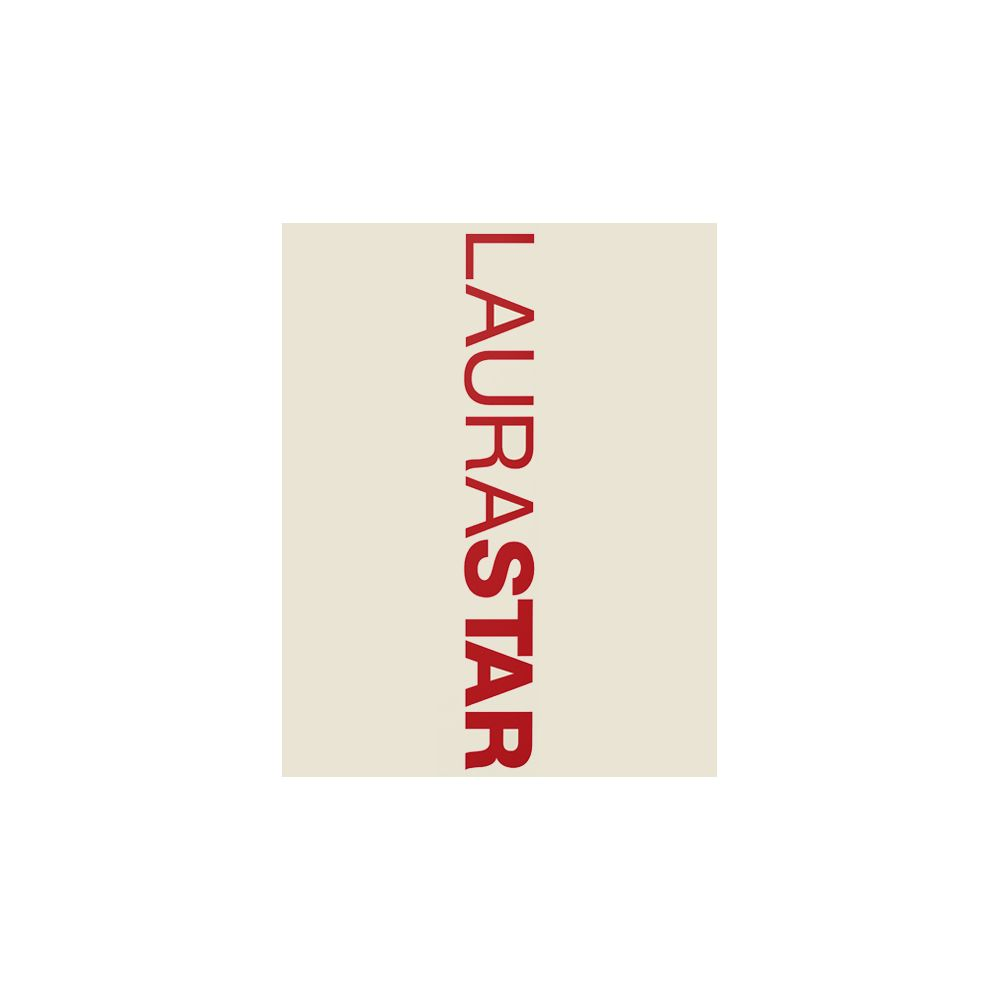 Roter Text LAURASTAR auf beigefarbenem Hintergrund.