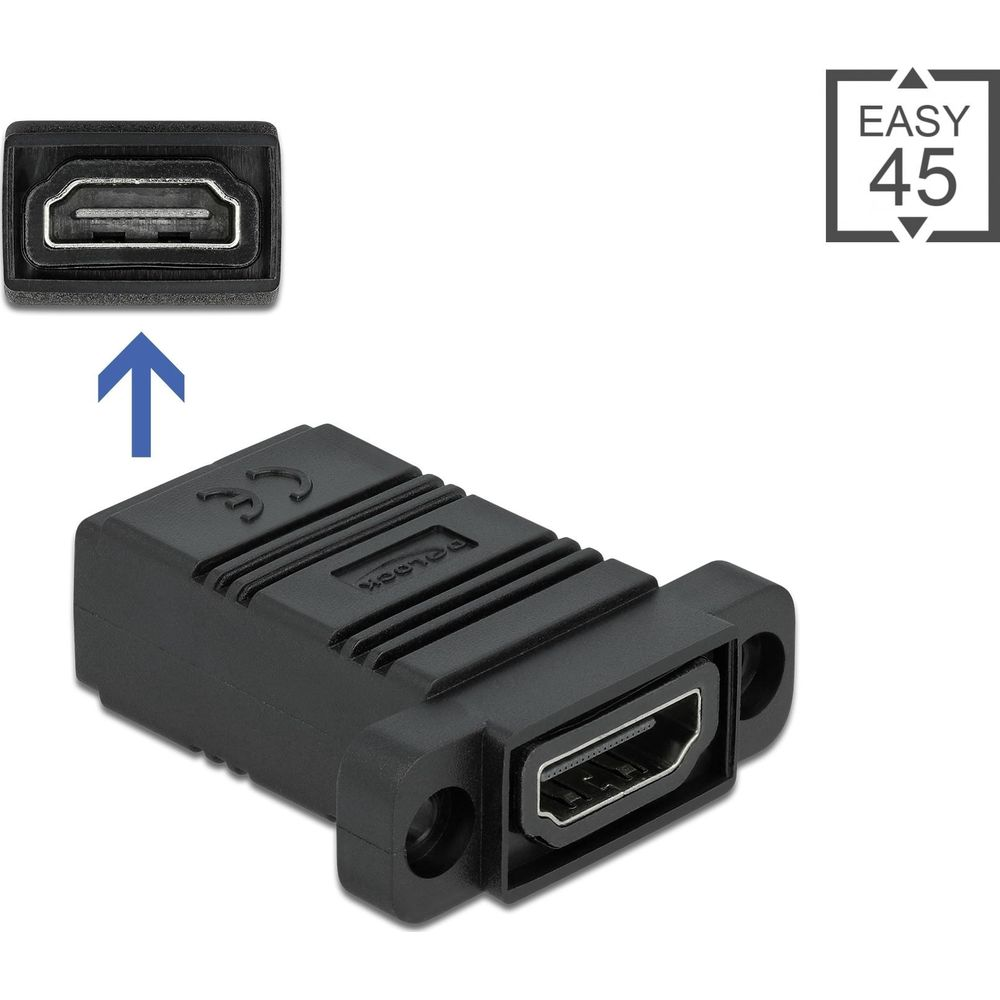 Adattatore HDMI nero con etichetta 'EASY 45' e freccia.