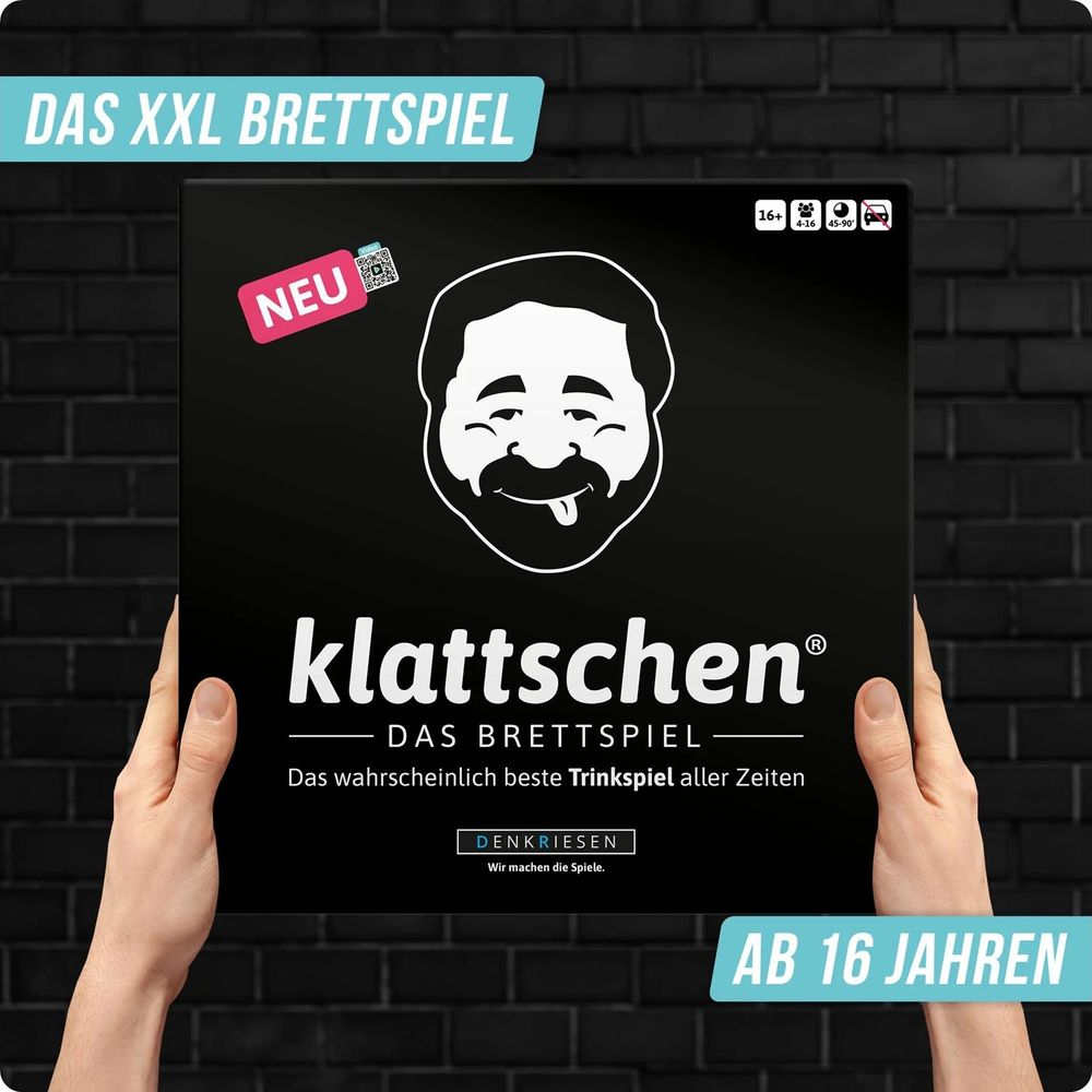 Das Brettspiel 'klatschen' mit XXL-Aufdruck, für Spieler ab 16 Jahren.