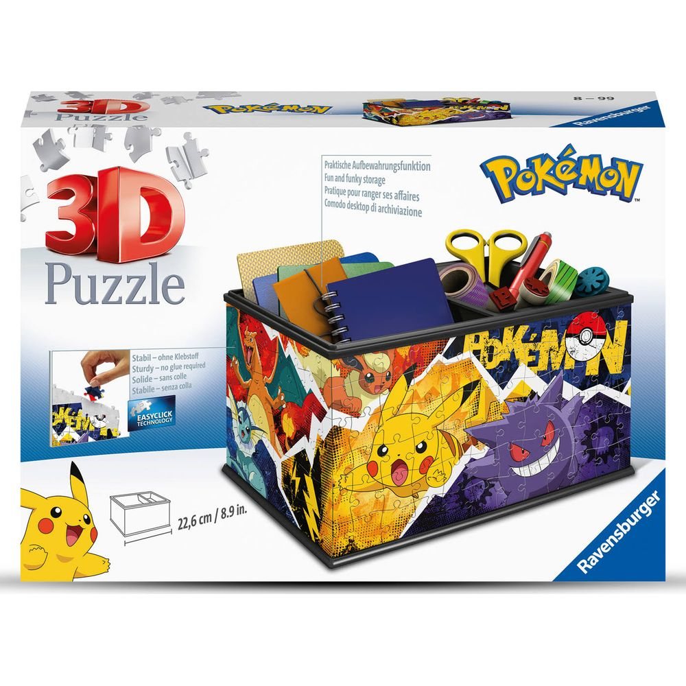 Pudełko do przechowywania puzzli 3D Pokémon z Pikachu, Gengarem.