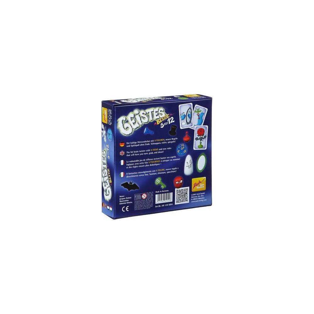 Scatola del gioco Geistes Blitz con figure e istruzioni. Testi multilingue.