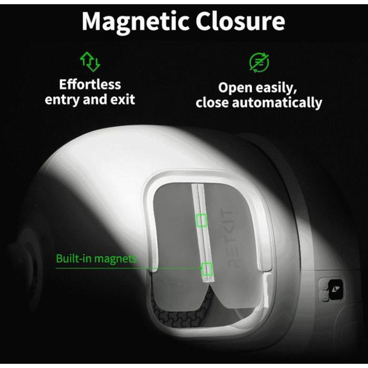 Gattaiola con chiusura magnetica, ingresso/uscita senza sforzo, chiusura automatica.