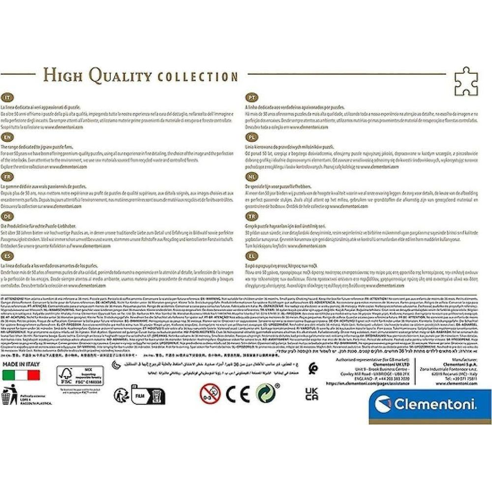 Wysokiej jakości kolekcja puzzli z informacjami o produkcji i bezpieczeństwie.