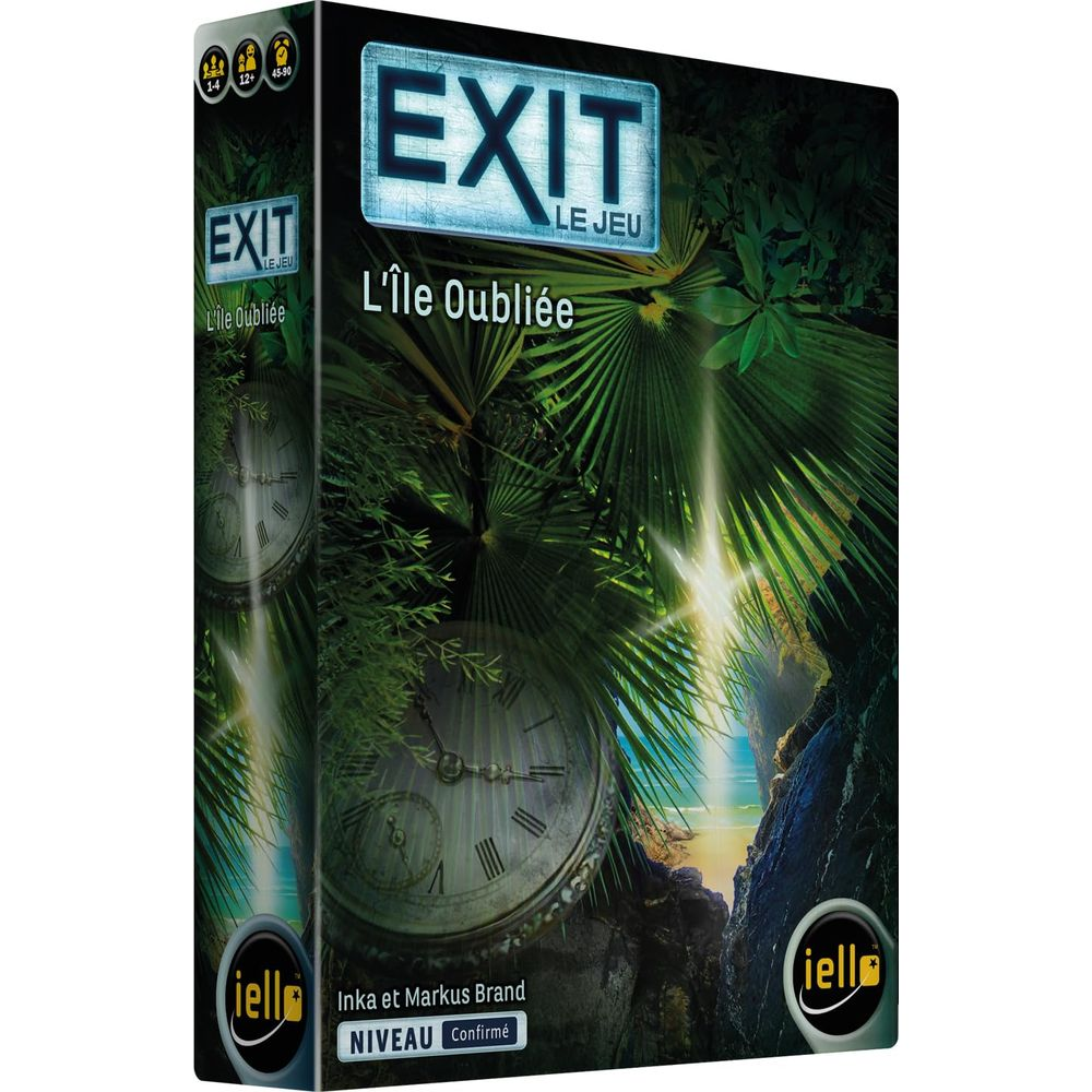 Brettspiel-Box mit EXIT-Logo und Dschungelmotiv.