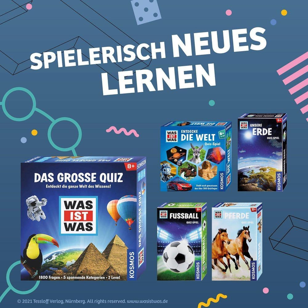 Spielerisch Neues lernen: Quizspiele zu Erde, Fußball, Pferden, Welt & Wissen.