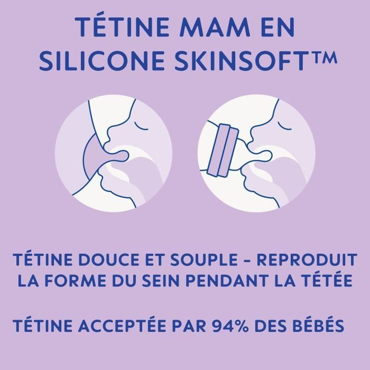 MAM Silikon-Sauger: Nachahmung der Brustform. 94% Akzeptanz.