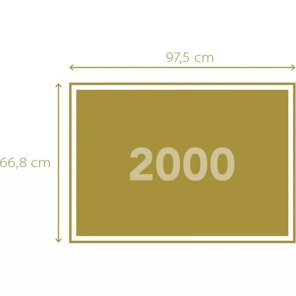 Ein goldener Rechteck mit der Zahl 2000 und Maßen 97,5 cm x 66,8 cm.