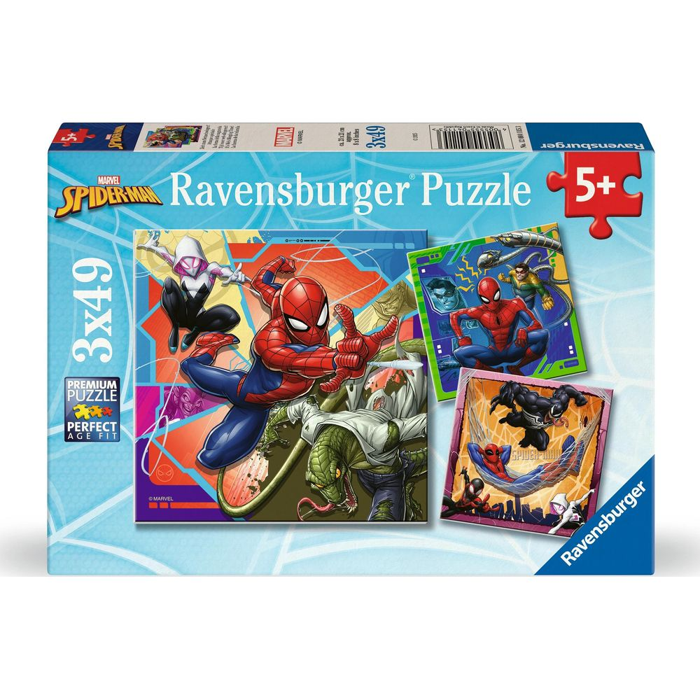 Ravensburger Spider-Man Puzzle mit Spiderman, Gwen Stacy und Echse.