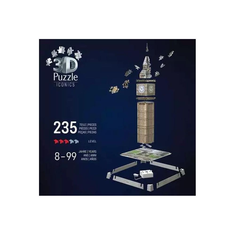 Puzzle 3D del Big Ben con 235 piezas, nivel 4, para 8-99 años.