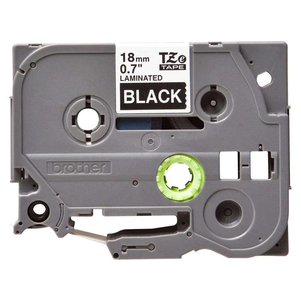 Cassette de ruban Brother grise avec texte noir sur étiquette.